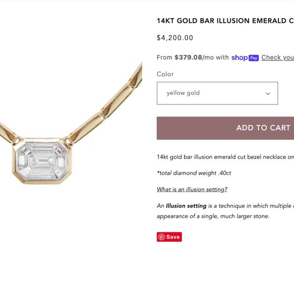 Luna Skye 14kt gold bar illusion emerald cut bezel necklace $4,200.00 NIB - Picture 8 of 10